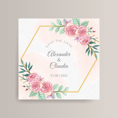 Save the date floral watercolor card and invitation