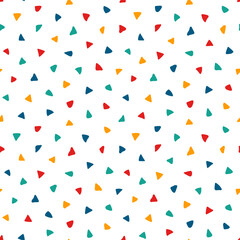 Baby seamless pattern. Repeating childish background. Hand draw irregular design for prints. Repeated brush stroke triangle. Hands drawing abstract backdrop. Repeat color texture. Vector illustration