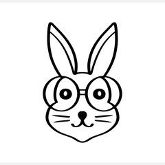 Doodle rabbit icon Easter line art Hare for design Vector stock illustration EPS 10