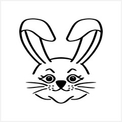 Doodle rabbit icon Easter line art Hare for design Vector stock illustration EPS 10