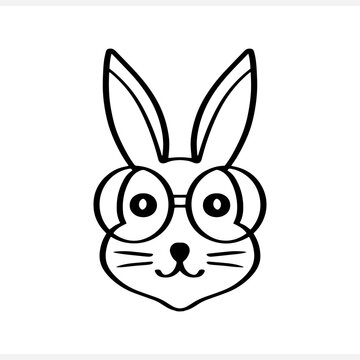 Doodle rabbit icon Easter line art Hare for design Vector stock illustration EPS 10