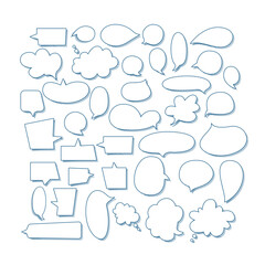 Speech Bubbles Drawn Set. Text Field Empty Bubbles Collection.