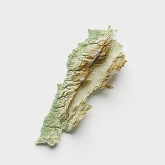 Lebanon Topographic Relief Map  - 3D Render