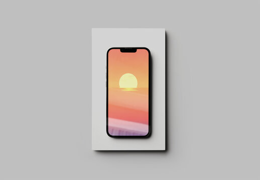 Smartphone Mockup on a Rectangular Shape With Shadows and Custom Colors