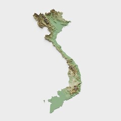 Vietnam Topographic Relief Map  - 3D Render