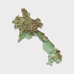 Laos Topographic Relief Map  - 3D Render