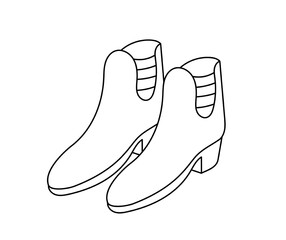 Women rain boots. Autumn shoes. Editable stroke thickness size.