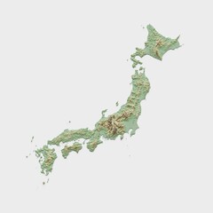 Japan Topographic Relief Map  - 3D Render
