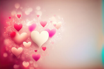 smooth pastel pink lovely valentine background with hearts, generative ai