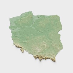 Poland Topographic Relief Map  - 3D Render