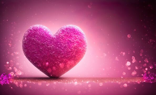 beautiful lovely valentine background with heart and glitter backdrop, generative ai