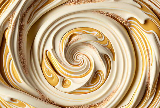 Swirling Ice Cream Texture With Nuts. Creamy Colors. Generative Ai Art.