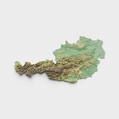 Austria Topographic Relief Map  - 3D Render