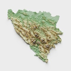 Bosnia and Herzegovina Topographic Relief Map  - 3D Render