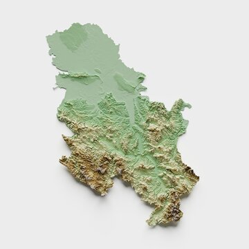 Serbia Topographic Relief Map  - 3D Render