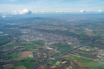 Fototapeta na wymiar Aerial view of France during the flight Monastir to Lyon - Tunisia