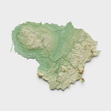 Lithuania Topographic Relief Map  - 3D Render