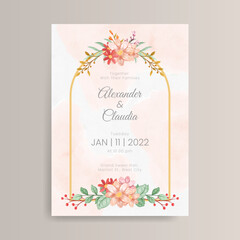 Hand drawn floral wedding invitation template design