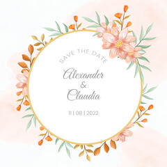 Obraz premium hand drawn watercolor flower invitation card