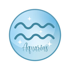 Zodiac astrology sign aquarius with shiny stars in icon. Perfect for highlights design, web, print.