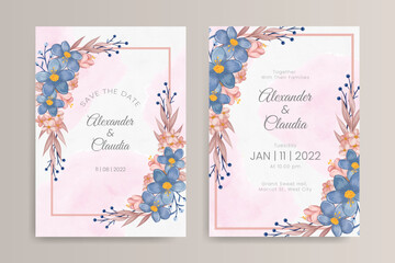 Hand drawn floral wedding invitation template design