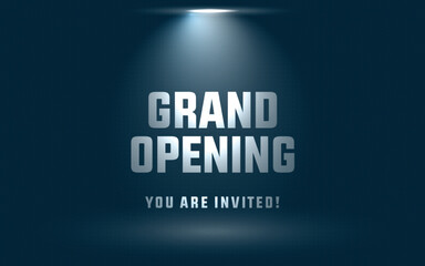 Grand opening in stage spotlight on dark background vector scene illuminated spotlight with 3d editable text effect