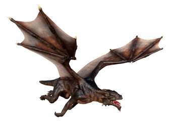 3D Rendering Fairy Tale Dragon on White