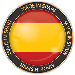 Obraz premium vector illustration of made in Spain banner with national flag