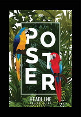 parrot on a branch poster tempalte