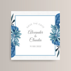 Save the date floral watercolor card and invitation