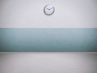 Room interior wall with clock