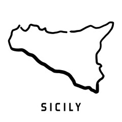Sicily island simple outline vector map