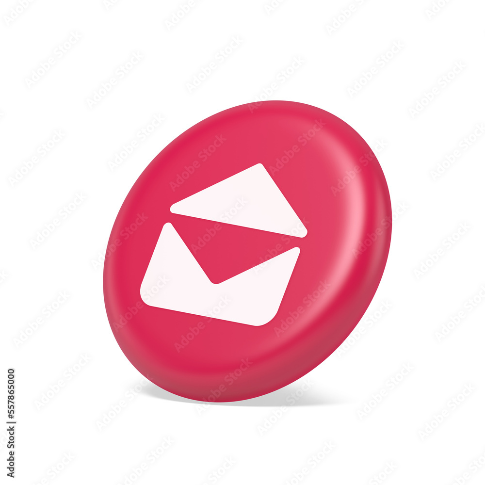 Poster email open envelope letter received incoming message button 3d isometric realistic icon