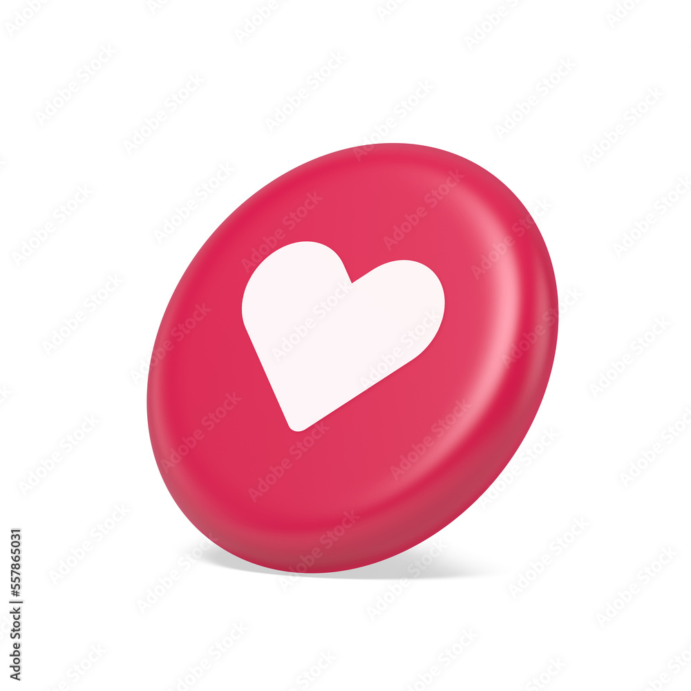 Aufkleber dating application mobile interface button with heart social network communication 3d side view icon
