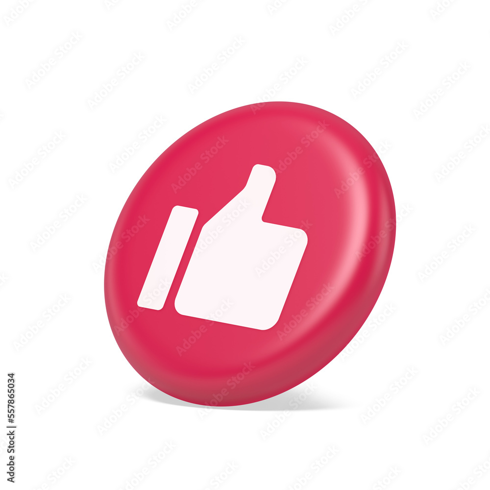 Poster Thumb up like cool button cyberspace approve acceptance communication 3d isometric realistic icon