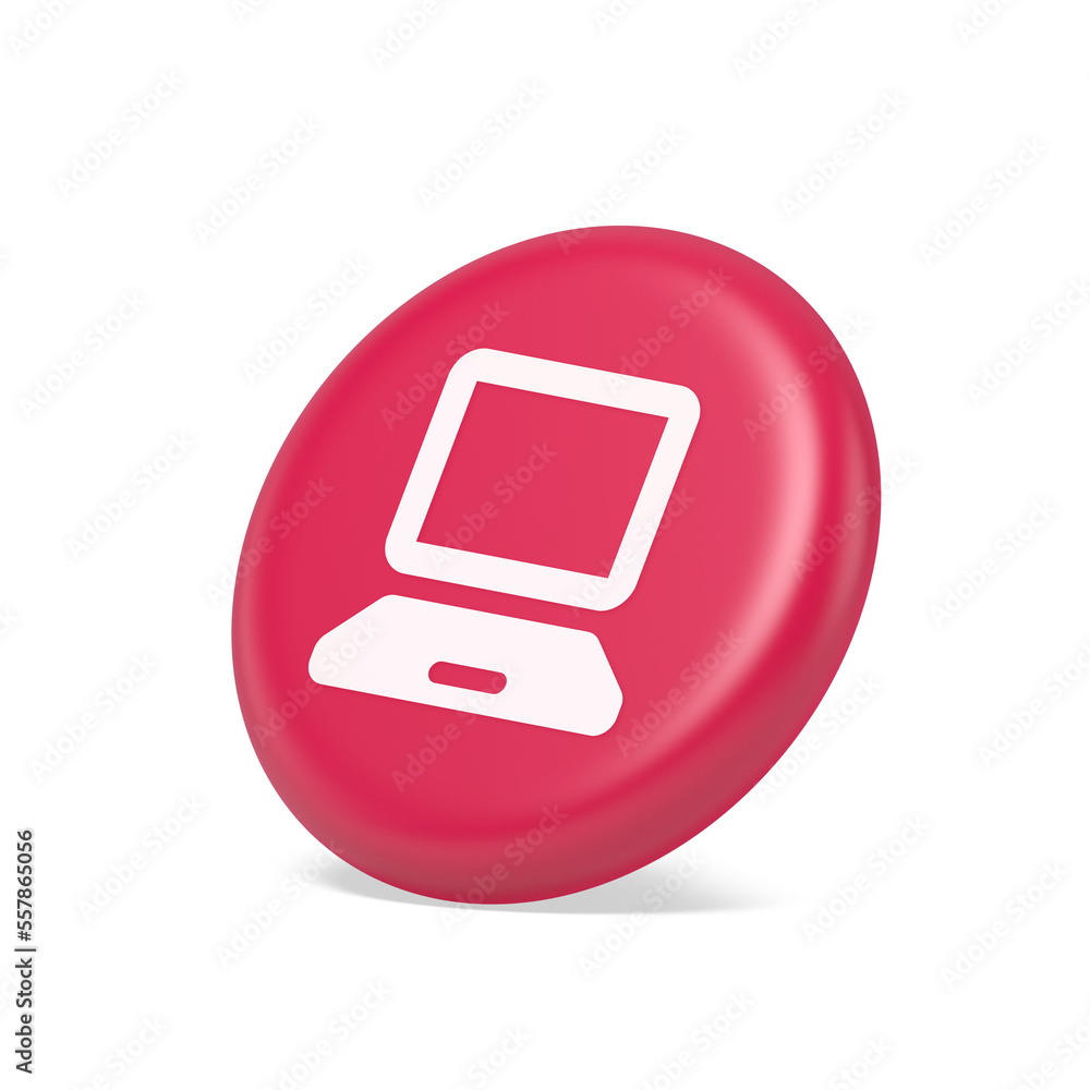 Poster computer network connection button digital information browsing 3d isometric realistic icon