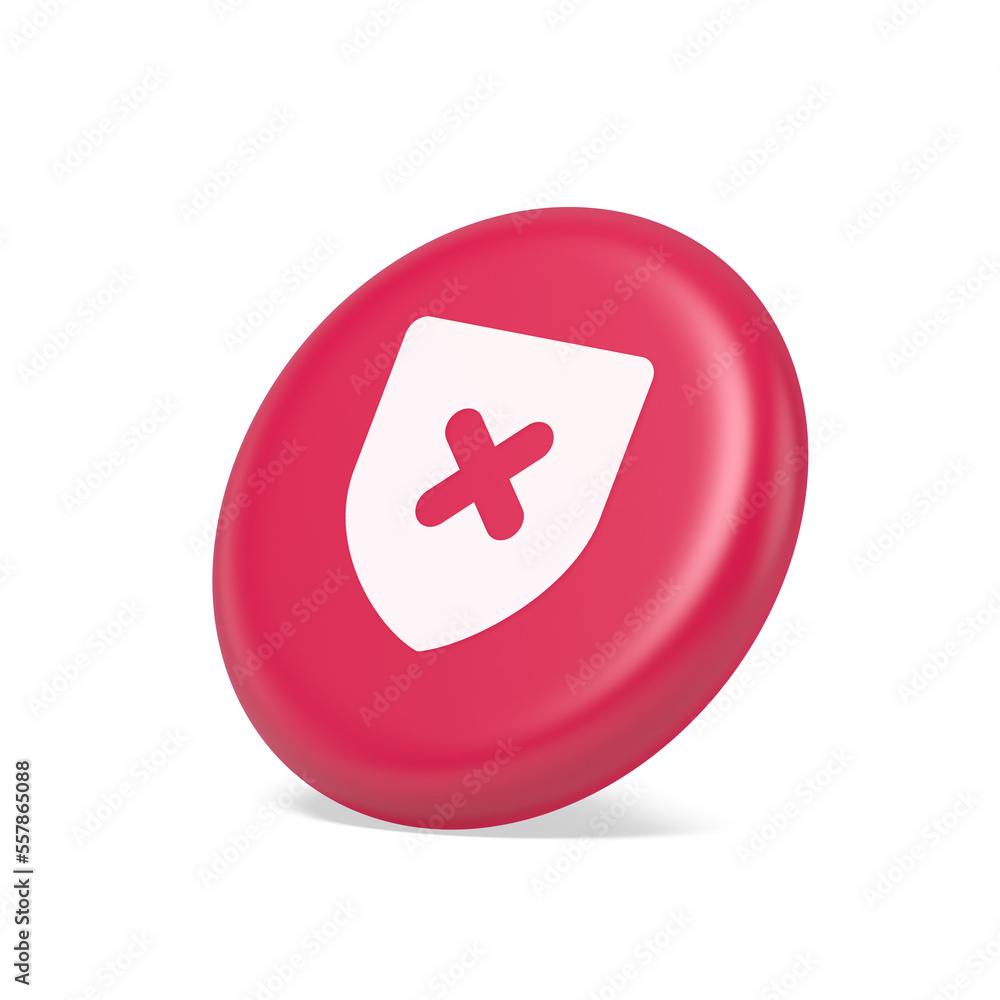Poster decline shield button cross mark wrong unsend defense virtual guard 3d isometric realistic icon