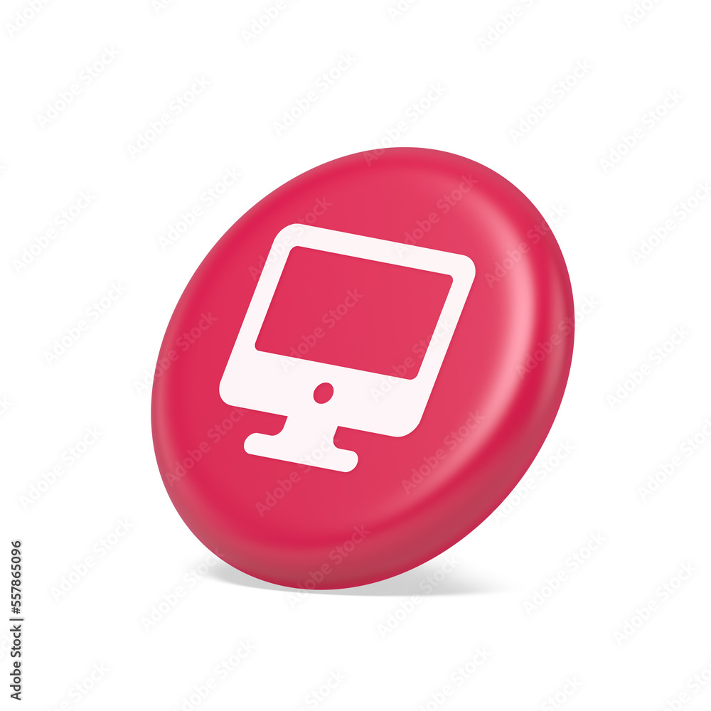 Poster computer monitor connection button cyberspace digital technology 3d isometric realistic icon