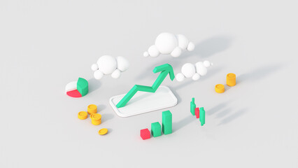 Financial success concept isometric 3D render illustration