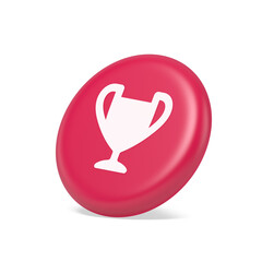 Cup trophy award best win achievement button first place game online connection 3d side view icon