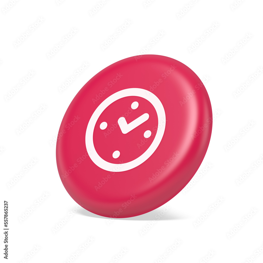 Poster watch time control button alarm clock deadline checking web app design 3d isometric realistic icon