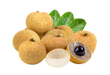 Longan  with leaf isolated on transparent png