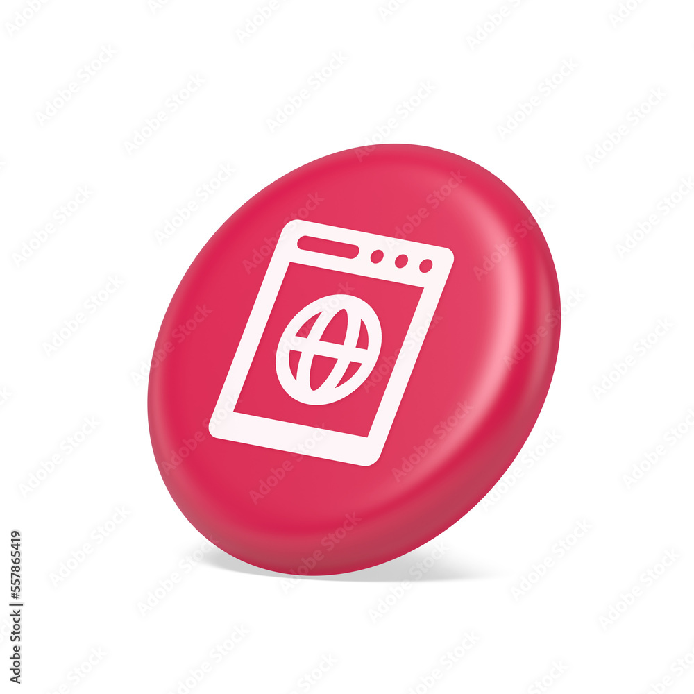 Poster internet browser global wireless connection button cyberspace virtual networking 3d side view icon