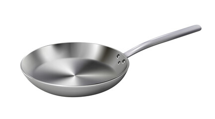 Realistic empty metal frying pan isolated. Png, kitchen utensil. - obrazy, fototapety, plakaty