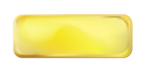 Gold rectangular painted plate isolated. Golden plank template. Png.