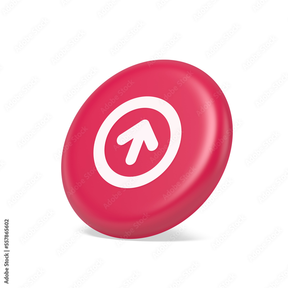 Poster up arrow round border button cyberspace navigation pointer 3d isometric realistic icon