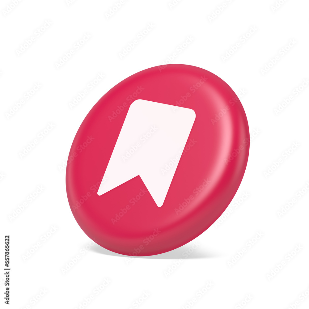 Aufkleber bookmark tag flag button book reading document learning remember web app 3d isometric realistic icon