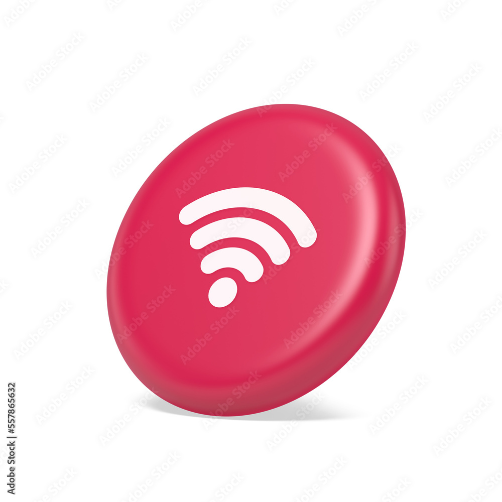 Poster wi fi internet connection button high speed wireless cyberspace digital network 3d side view icon