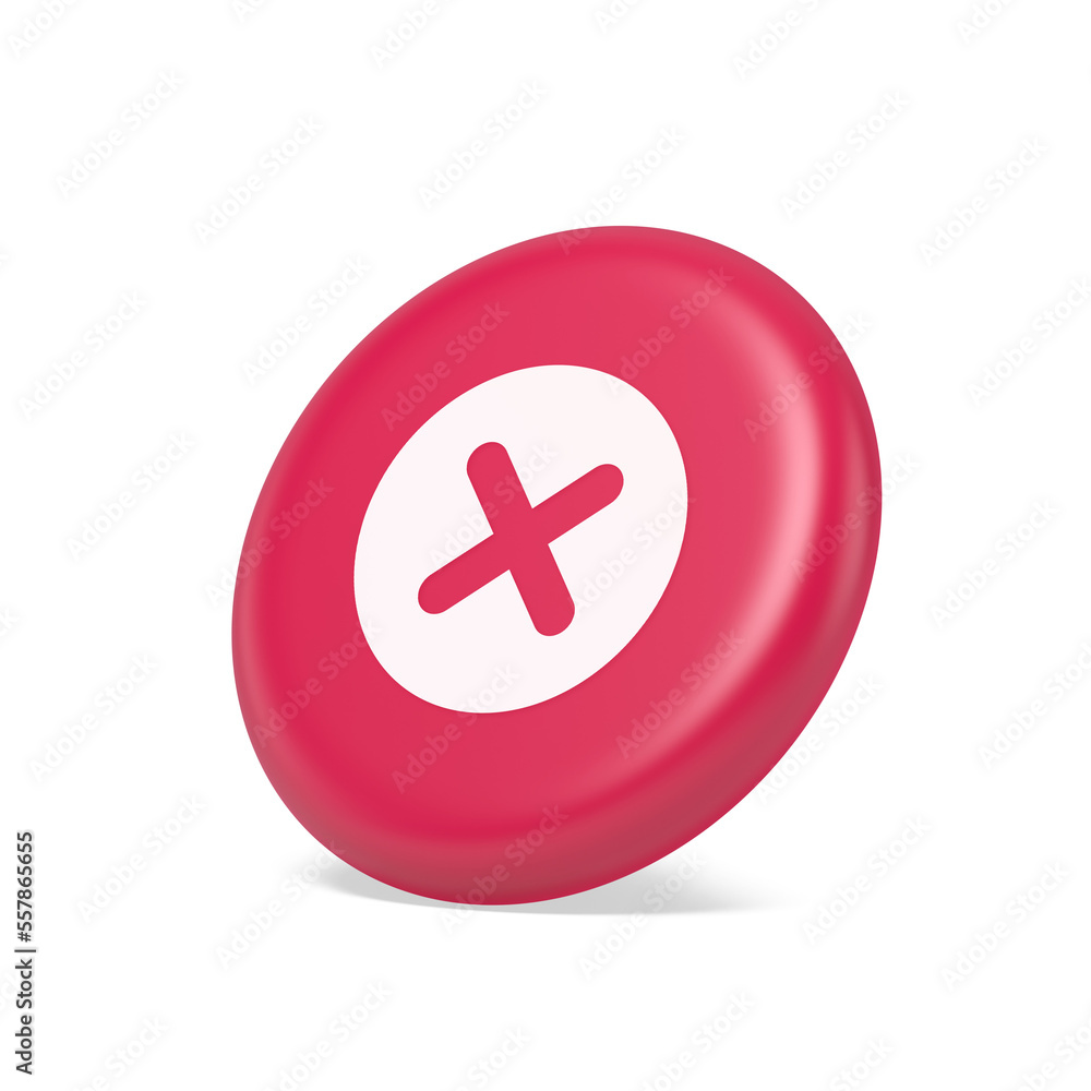 Poster cross button cancel reject decline negative forbidden fail 3d isometric realistic icon