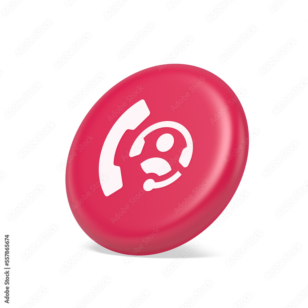 Poster emergency call helpline assistance button customer support service 3d isometric realistic icon